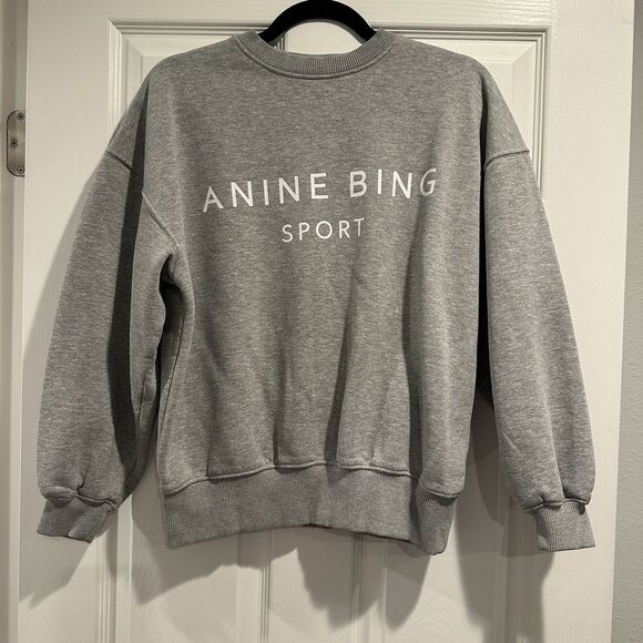 Anine Bing Sport Sweatshirt Women Small Gray Sport Crewneck EUC - Picture 1 of 6